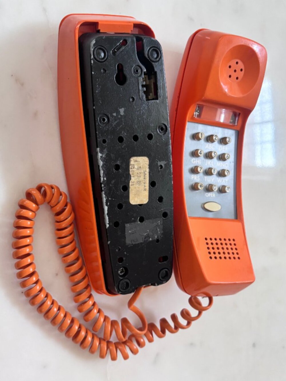 Vintage Southwestern Bell Orange Touch Tone Wall Phone Sanibar 1980 Retro